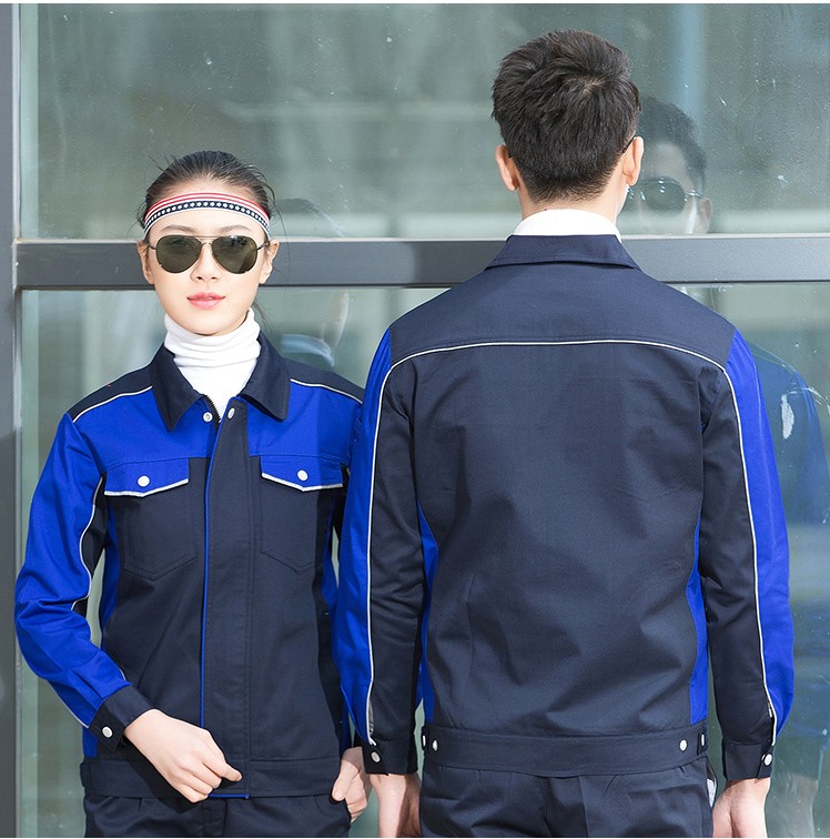 秋冬工作服定制，全工藝滌棉厚紗卡拼色長袖工裝外套