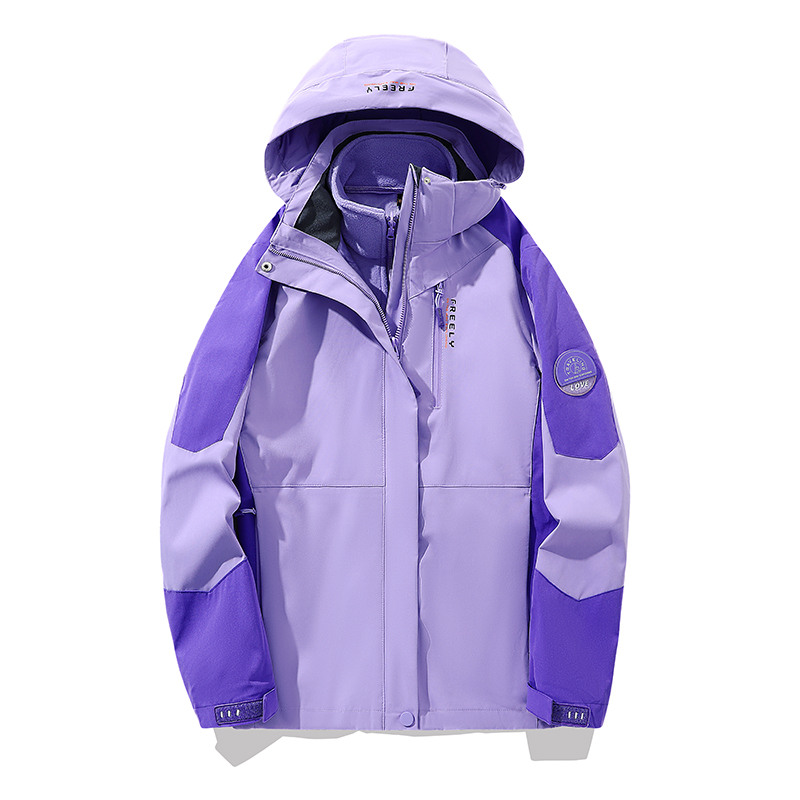 戶外防風防水三合一可拆卸加絨厚沖鋒衣V03-2299